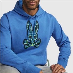 New Mens Psycho Bunny Drake Popover Hoodie Blue Green $136 XL Medium Sweatshirt